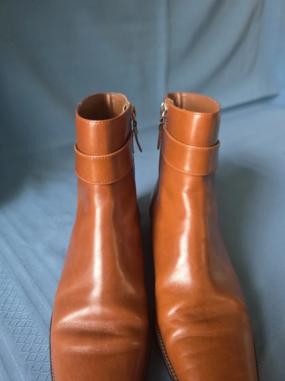 Talbots Women’s Tan Leather Almond‑Toe Ankle Boots Buckle Strap – Size 7B